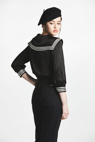 Silk Sailor Top (Black) – L'école Des Femmes