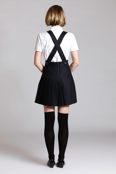 Pleated Suspender Skirt (Navy or Black) – L'école Des Femmes