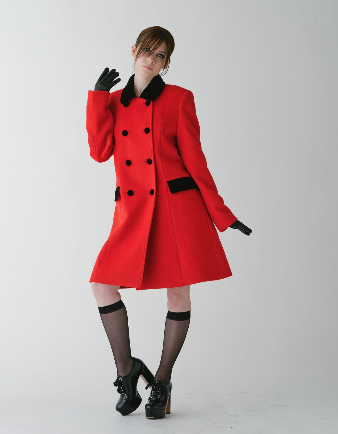 red peacoat dress Festive Holiday Coat