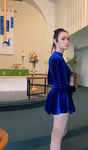 dress figure skating Blue Velvet Figure Skating Dress – L'école Des Femmes