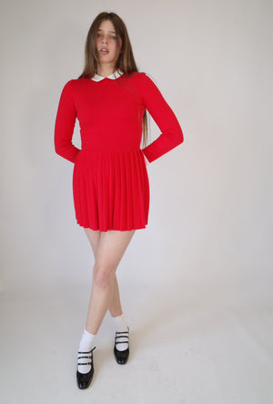 Alice Red Knit Peter Pan dress