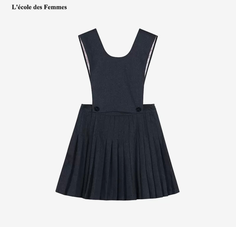 Lot 171 - A Courrèges black wool pinafore dress Lot 171 - A Courrèges black wool pinafore dress