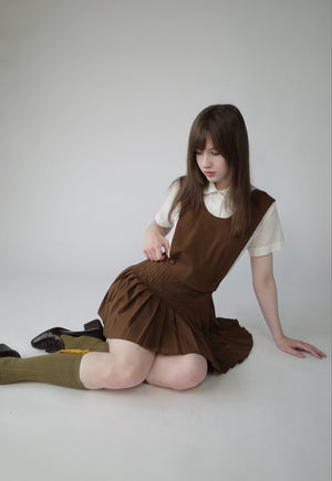 Brown Pleated Pinafore