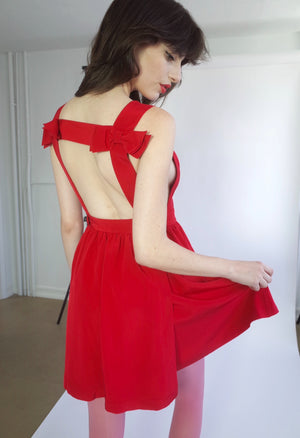 Bow Back Silk Dress (Red)