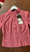 Red gingham Peter Pan blouse