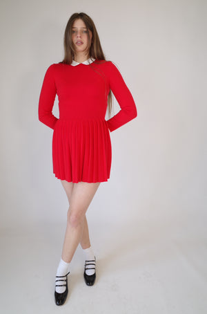 red peter pan dress Alice Red Knit Peter Pan dress