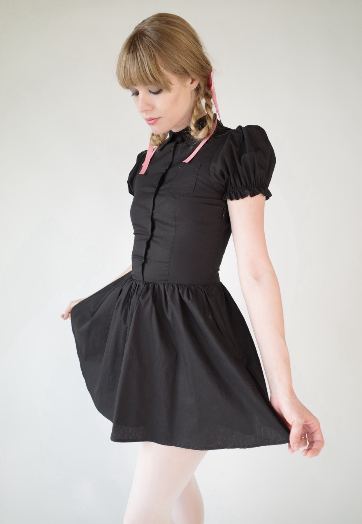 baby doll black dress Black Satin Bustier Tiered Babydoll Mini Dress