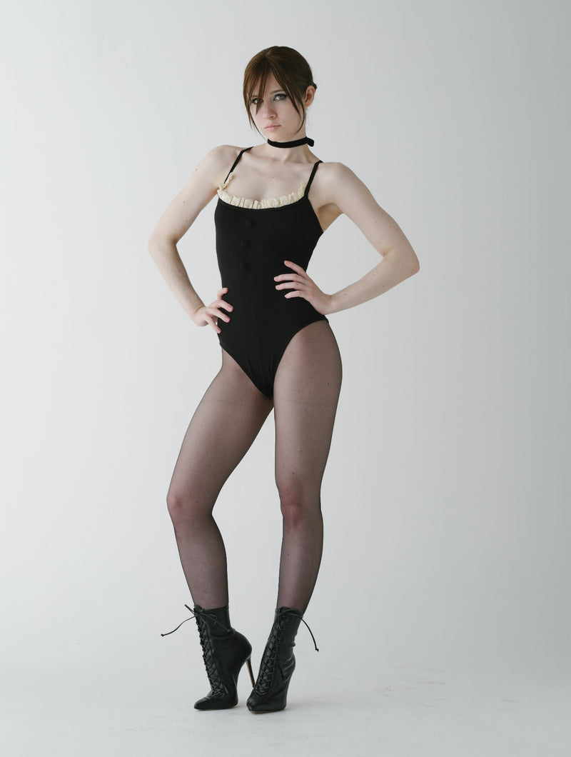 French Maid Cross Back Bodysuit