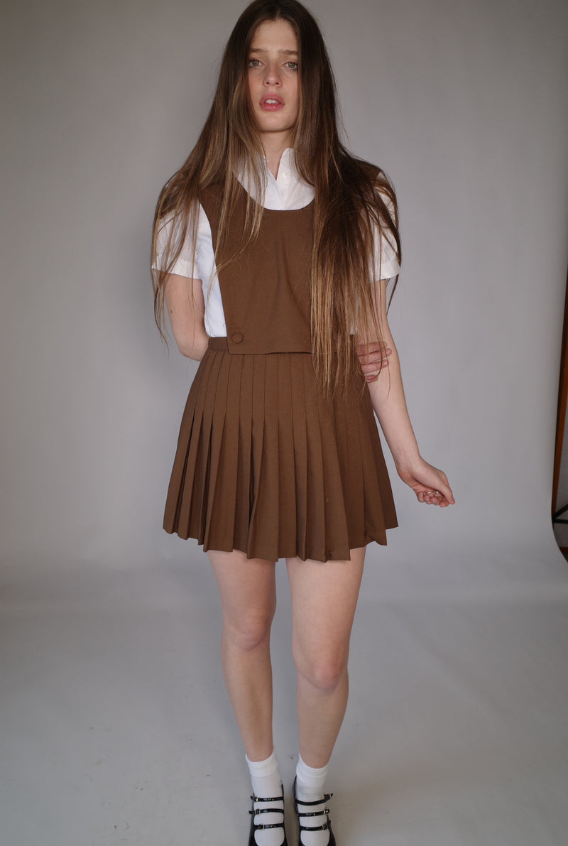 Grey Pleated Pinafore – L'école Des Femmes Grey Pleated Pinafore – L'école Des Femmes
