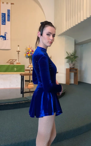 Blue Velvet Figure Skating Dress L'cole Des Femmes Blue Velvet Figure Skating Dress L'cole Des Femmes