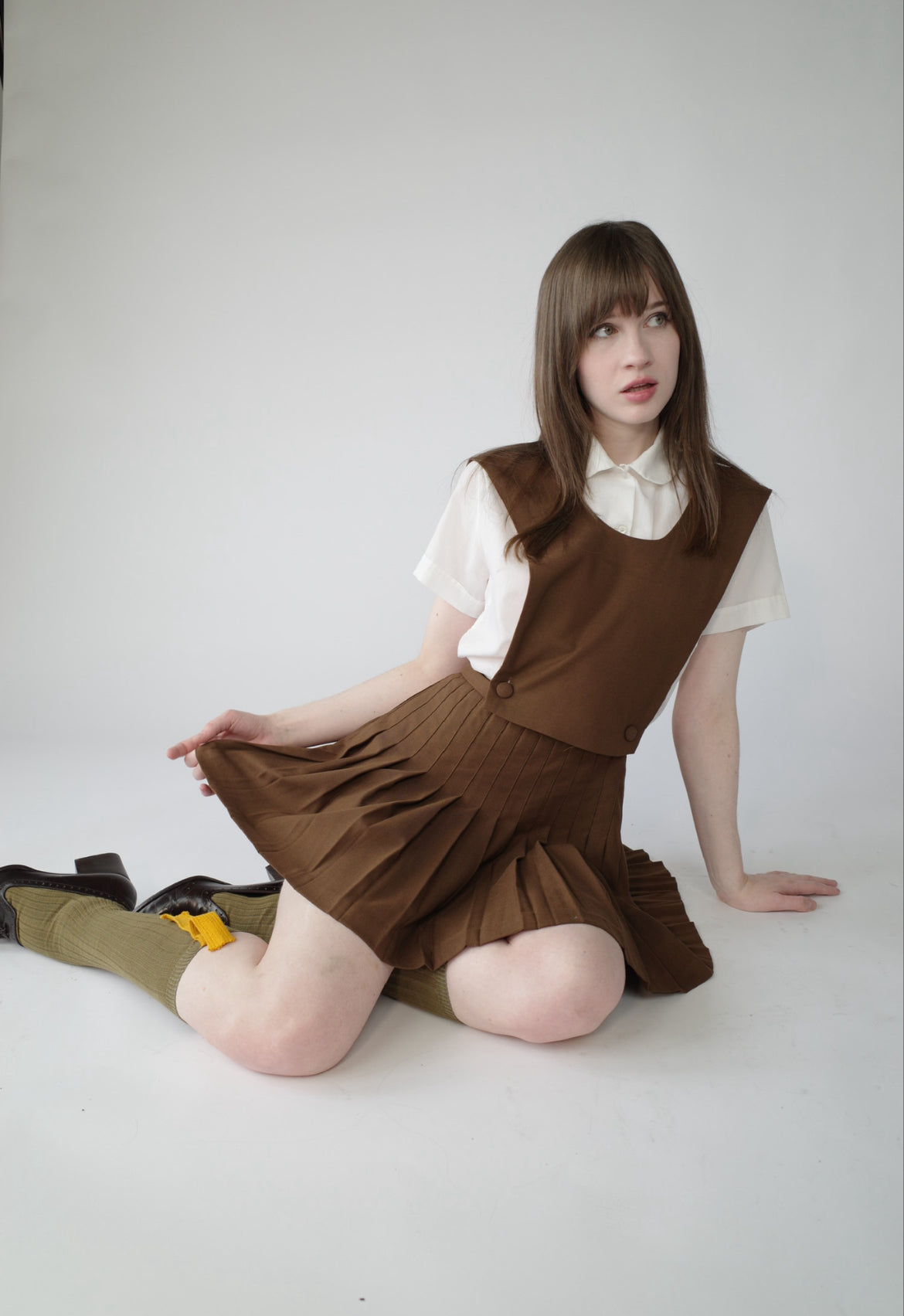 Brown Pleated Pinafore  L'cole Des Femmes