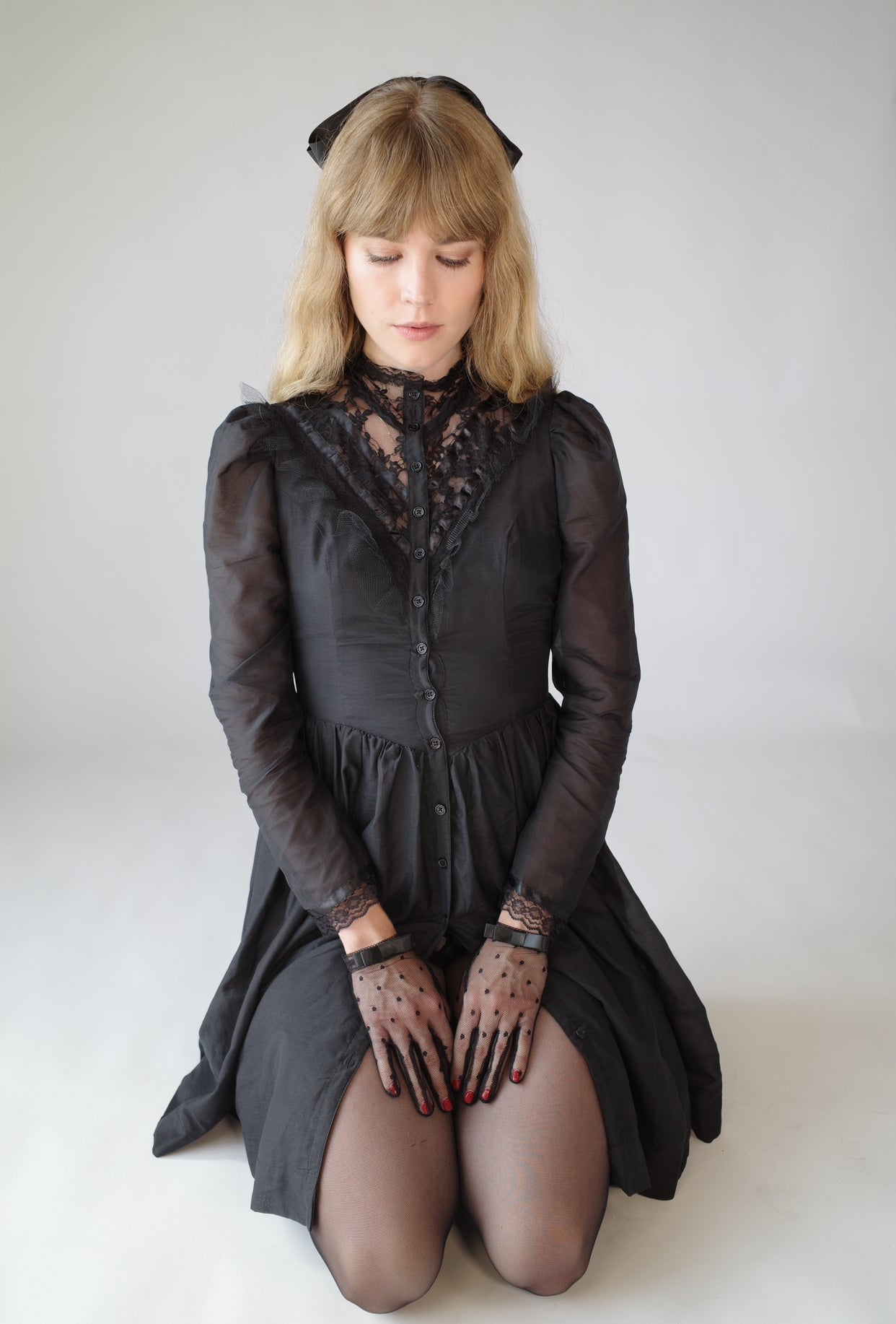 short black victorian dress TOMETO STAR Goth Square Neck Dress Puff Short Sleeves Lace-Up A Line Black Gothic Punk Smocked Mini Dresses
