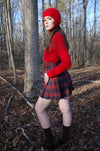 Plaid Pleated Schoolgirl Skirt (Red)