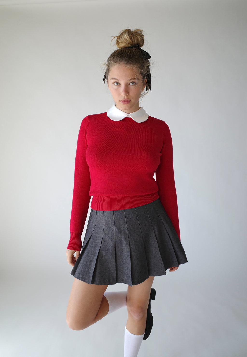 Peter Pan Collar Pullover ( Red)