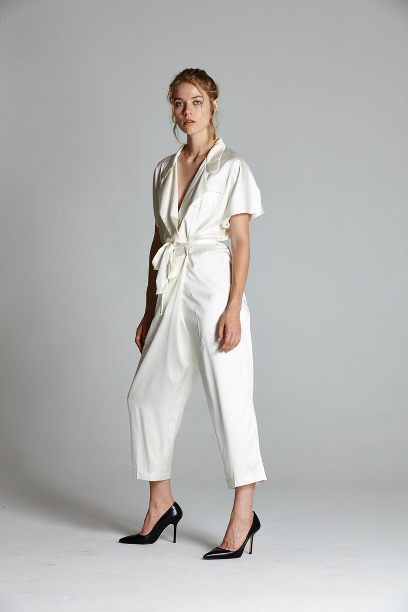 Silk Kimono Suit (White)