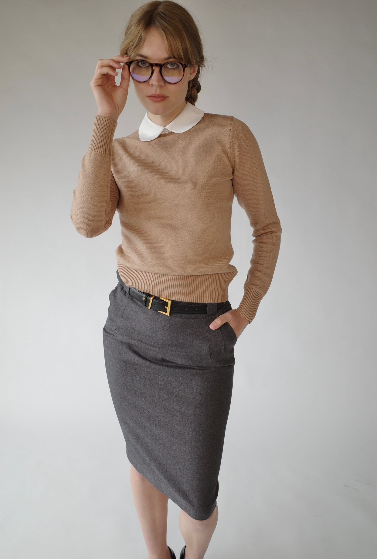 Grey Wool Pencil Skirt – L’école Des Femmes