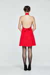 Red Mandarin Backless Dress - L'école Des Femmes 