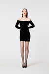 Off-Shoulder Mini Velvet Dress - L'école Des Femmes 