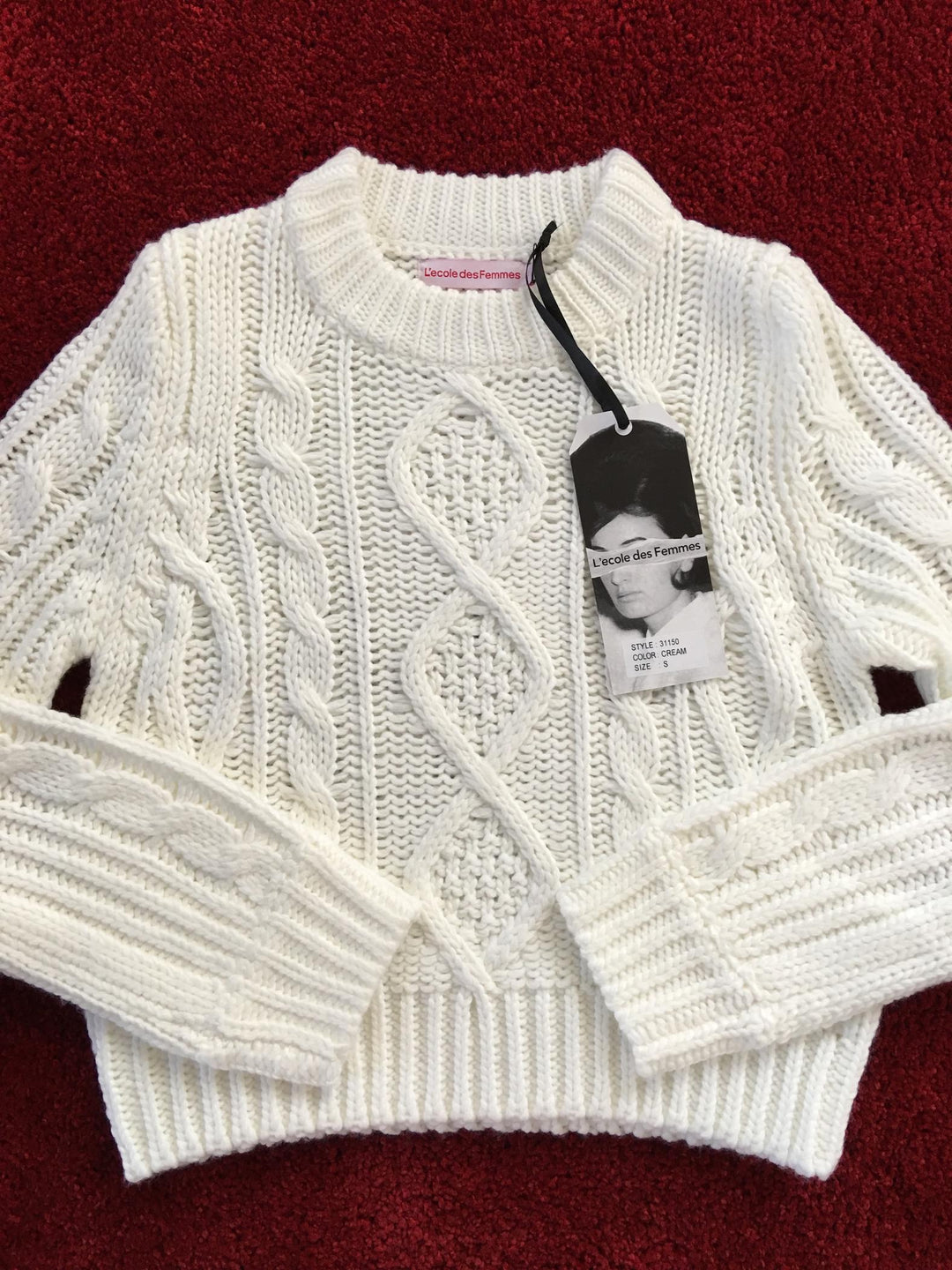 Cable Knit Cream Sweater – L'école Des Femmes