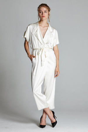 Silk Kimono Suit (White) - L'école Des Femmes 