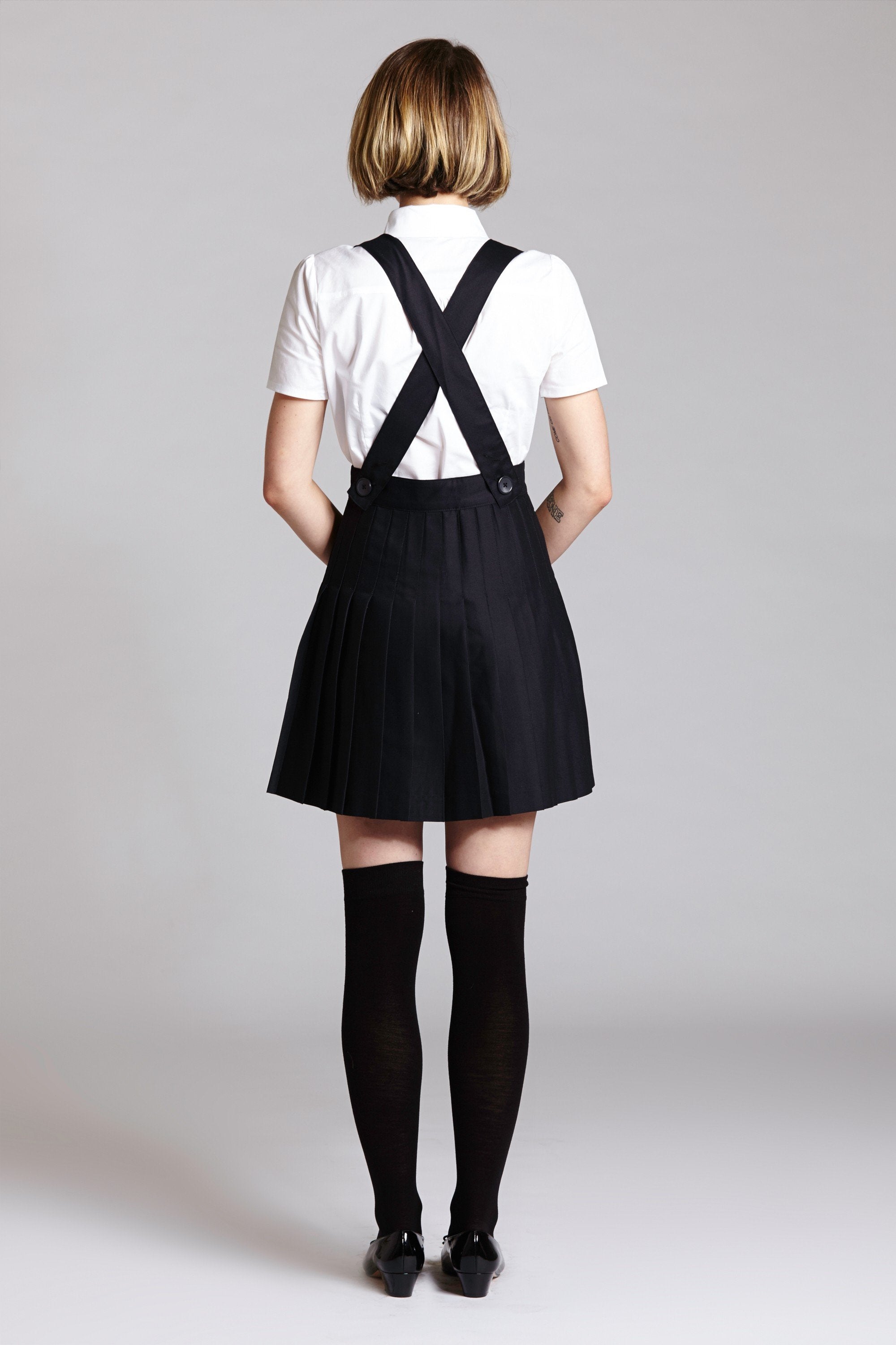 Pleated Suspender Skirt (Navy or Black) Pleated Suspender Skirt (Navy or Black)