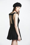 Bow Backless Pleated Dress (Black) - L'école Des Femmes 