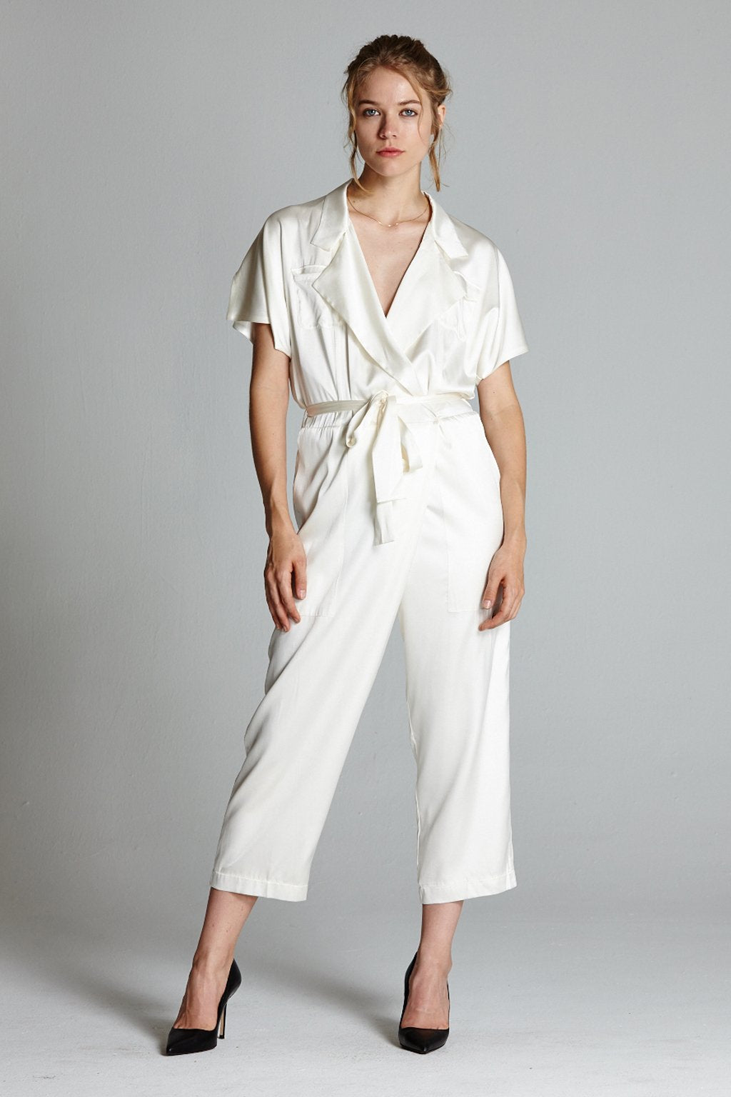 Silk Kimono Suit (White) - L'école Des Femmes 