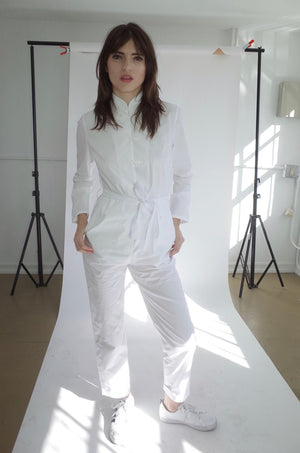 Mandarin Boiler Suit (White) - L'école Des Femmes 