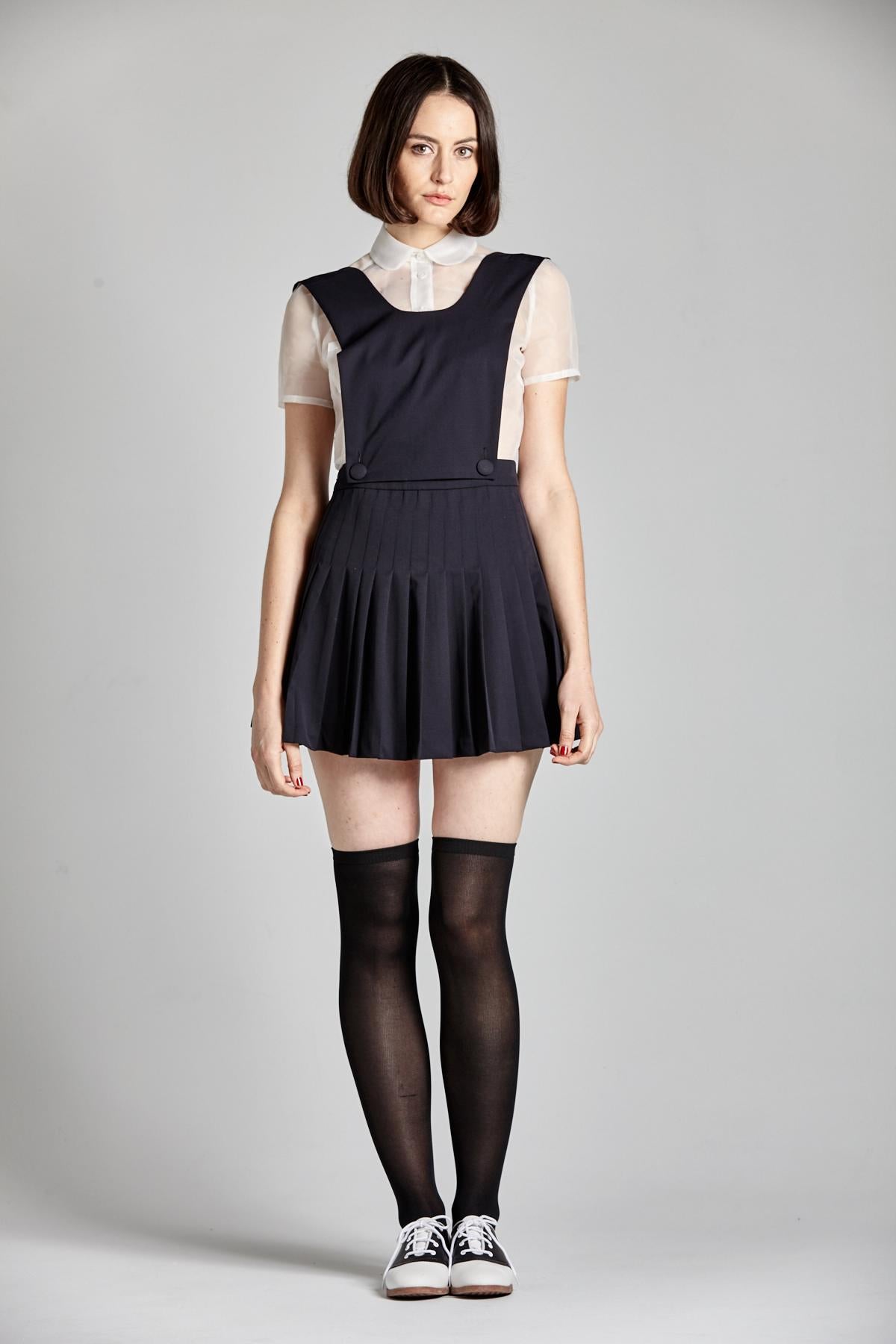 black pleated pinafore dress Caf Forgot Pleated Pinafore
