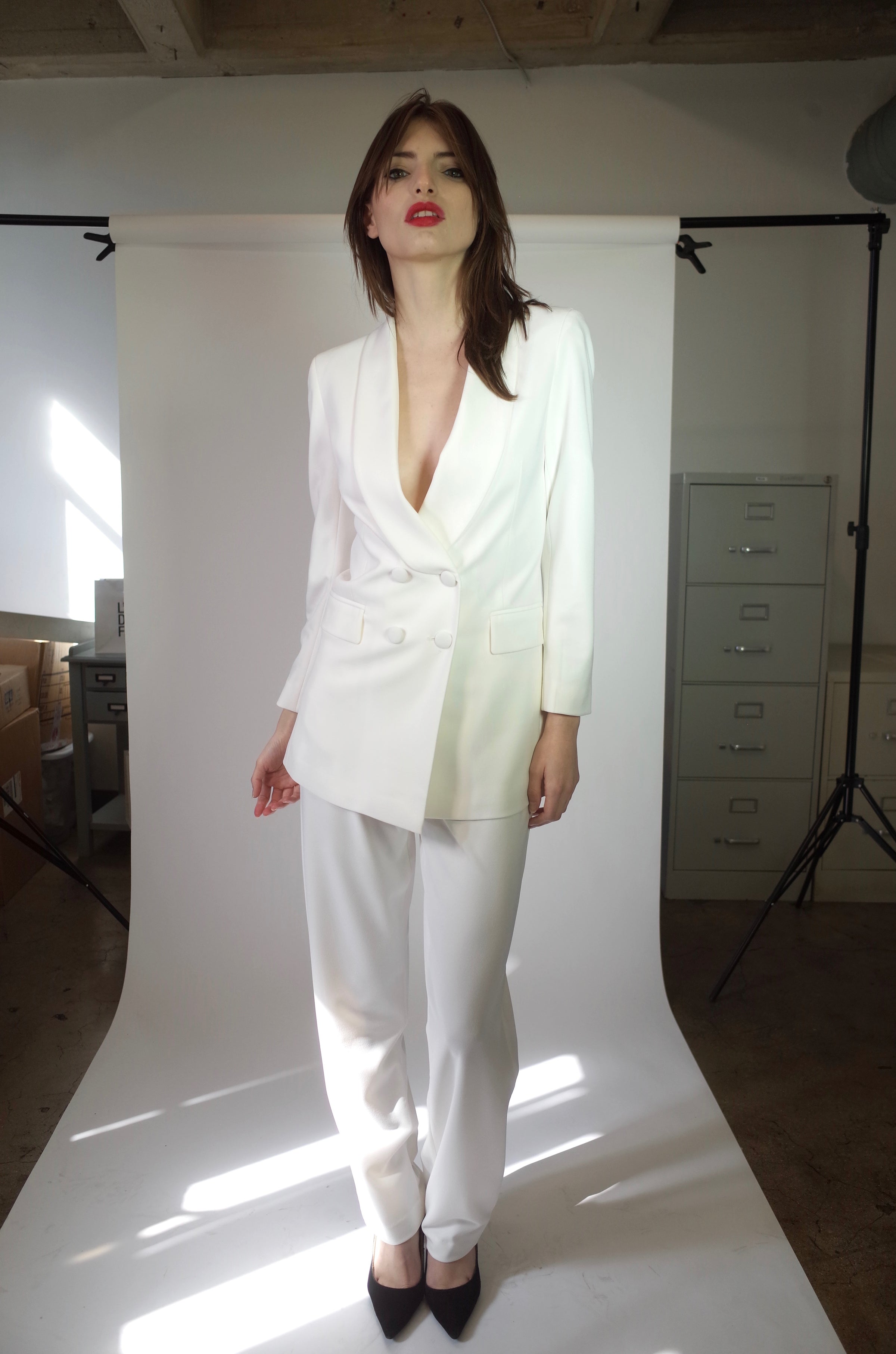 cigarette white pants Pant IN Stretch CADY theyre cut from stretch St. John Knits White Stretch