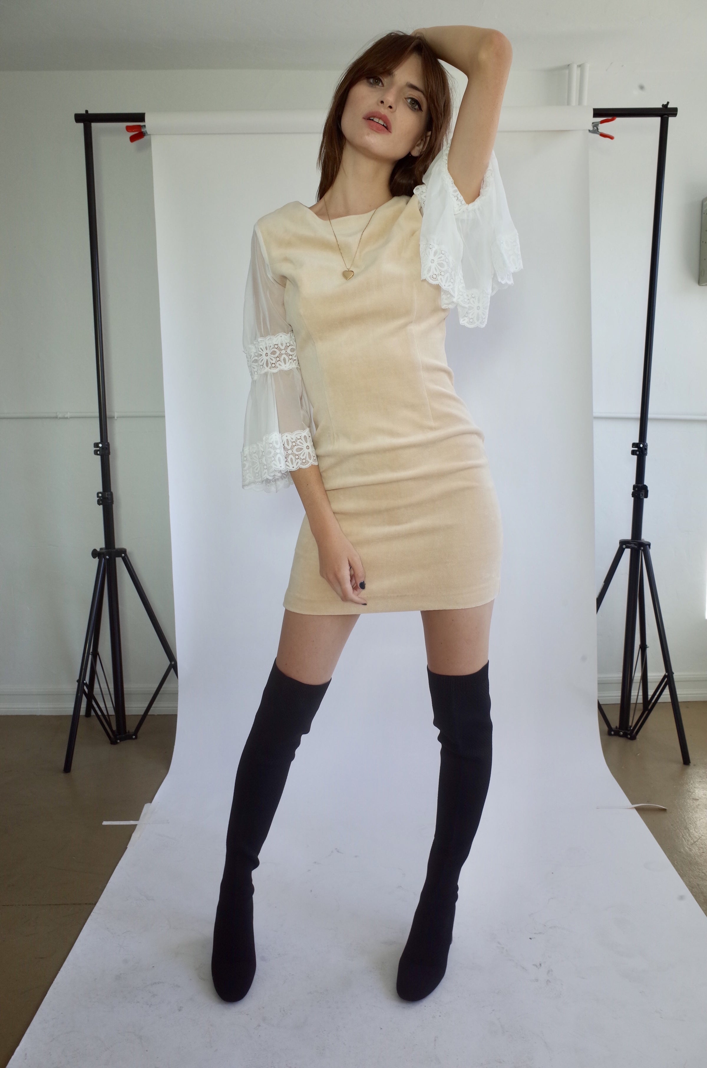 Velvet Angel Dress (Champagne) L'cole Des Femmes Velvet Angel Dress (Champagne) L'cole Des Femmes