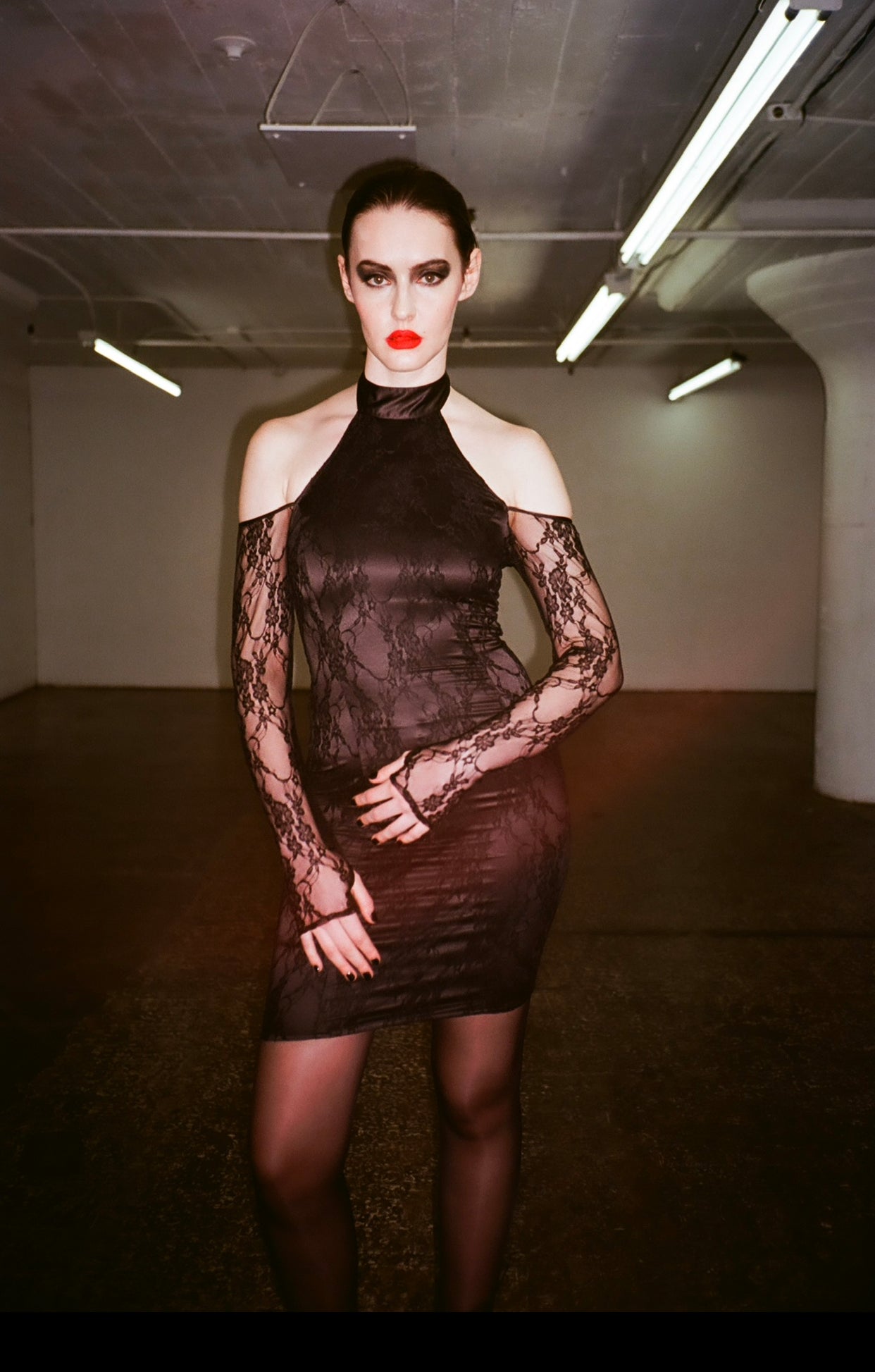 Lace Sleeve Goth Dress L'cole Des Femmes Lace Sleeve Goth Dress L'cole Des Femmes