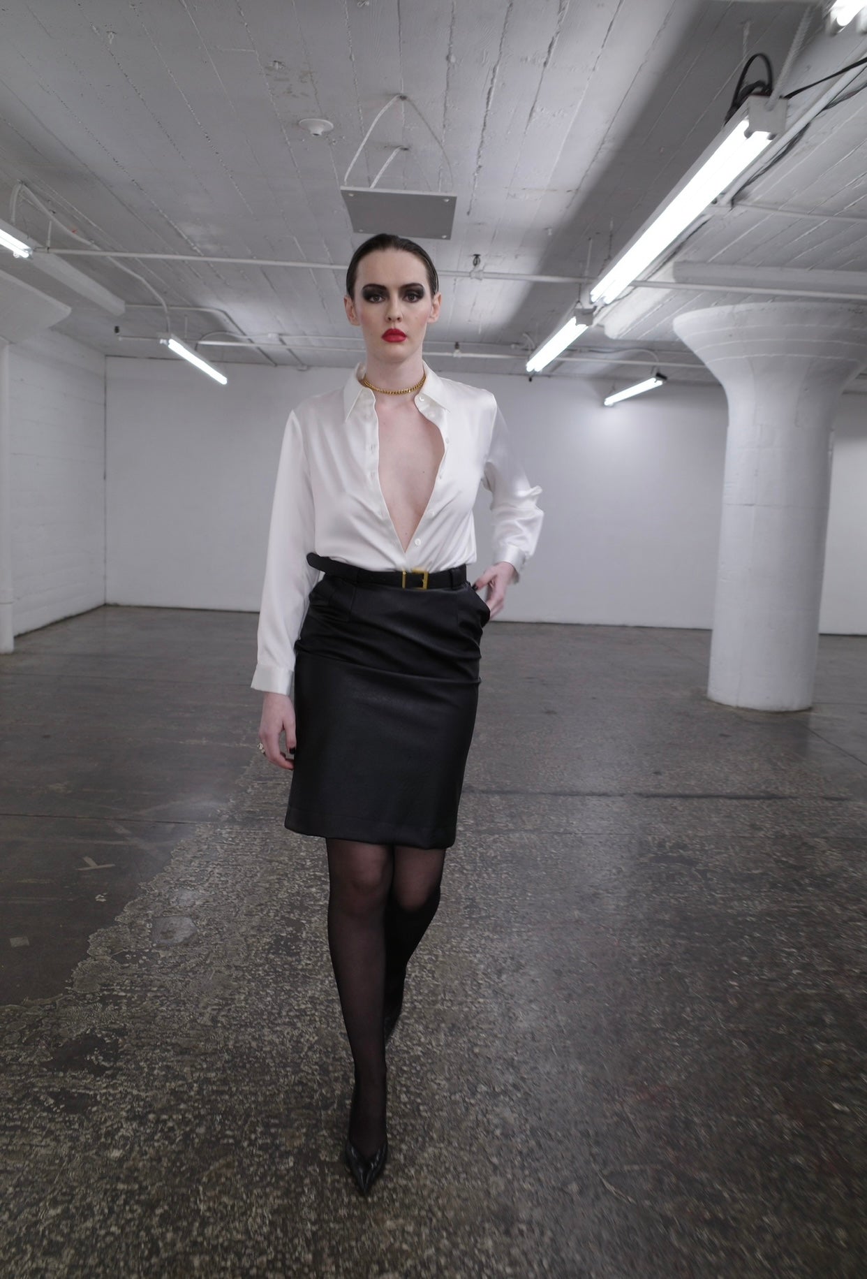 white satin blouse
