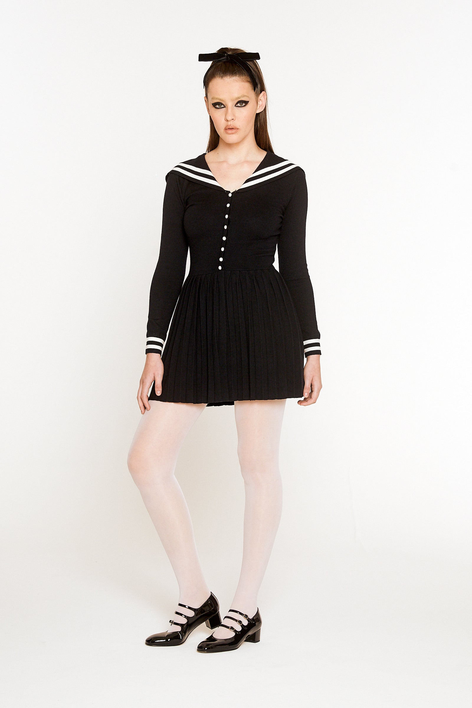 knitted sailor dress Self-Portrait Knit mini dress sailor collar