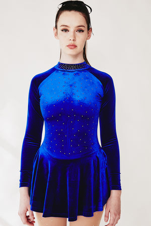 Blue Velvet Figure Skating Dress